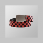 SKA šachovnica červenočierny textilný opasok, univerzálna nastaviteľná veľkosť max dĺžka 120cm materiál 100% polyester + kovová sona 